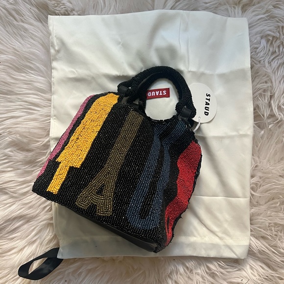 STAUD BEADED COTE BAG NEW WITH TAGS LIMITED COLORWAY - Picture 1 of 7